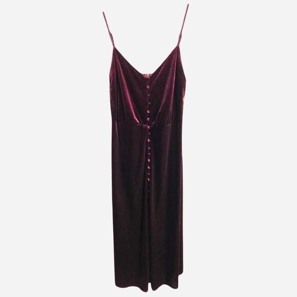 Lush Red Maroon Maxi Dress Velvet Wedding Guest Dress Size L - Picture 4 of 6